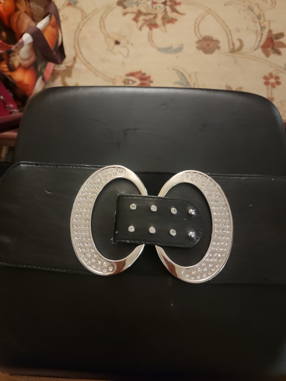 Torrid Black Womens Stretch Waist Belt with Rhinestone Silver Buckle SZ 2X 18/20